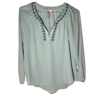 Alga Francesca's Boutique Blue Long Sleeve Balloon Sleeve Blouse Size Medium